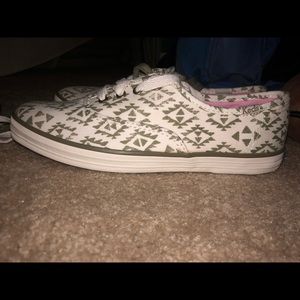 White & Olive ikat KEDS. New and unused.